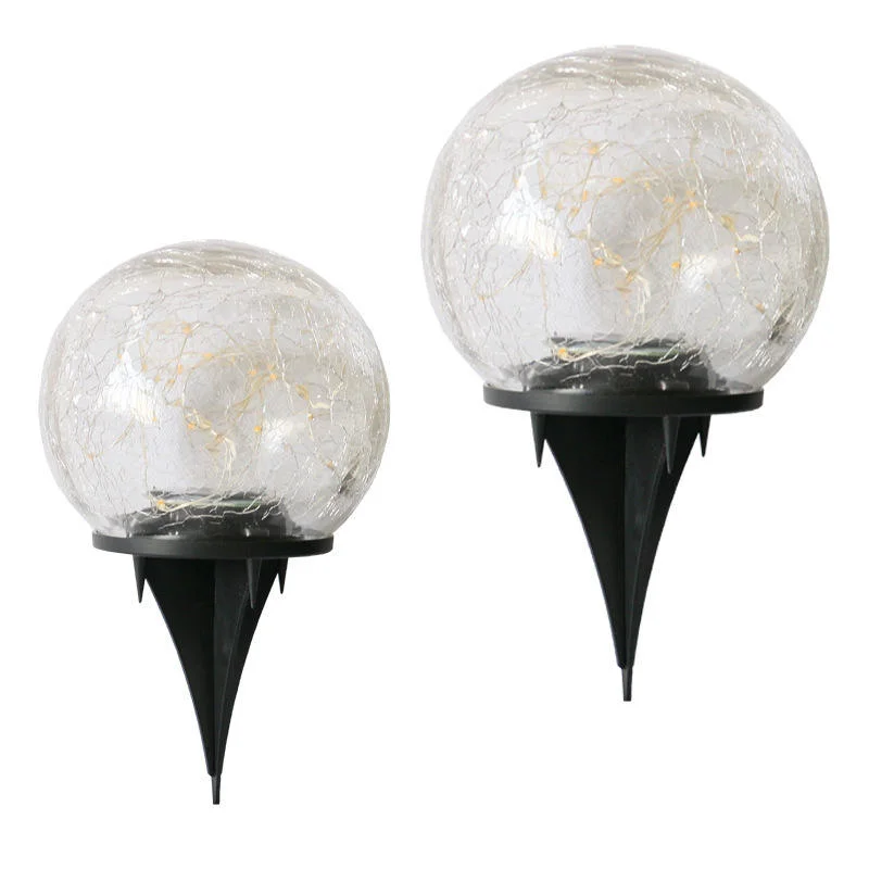 10cm Solar Crack Ball Lawn Lamp Park Decorative Lamp Outdoor Garden Induction Lights