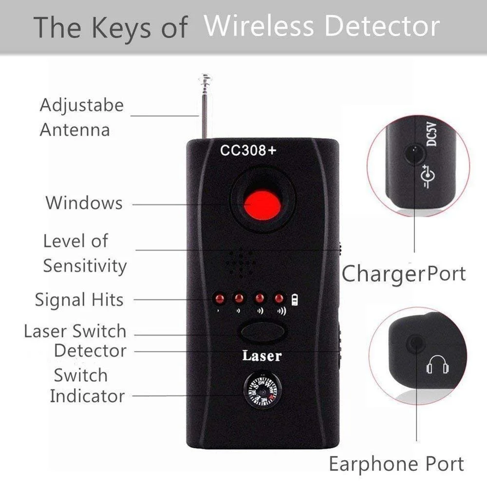 Cc308 Anti Spy Radio Wave WiFi Bug Detector Camera Wireless Signal Detector