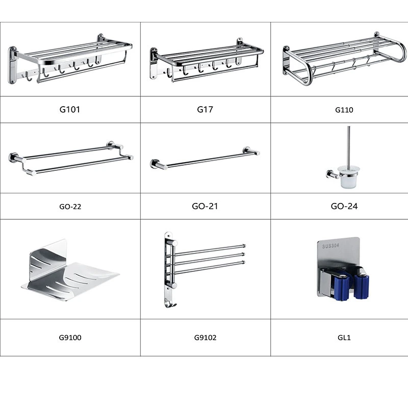 304 حمام غرفة مياه مثبتة على الحائط من قبل شركة Santhorلس ستيل رف مناشف حمام رف مناشف حمام ملحق حمام مرحاض تركيب المكونات