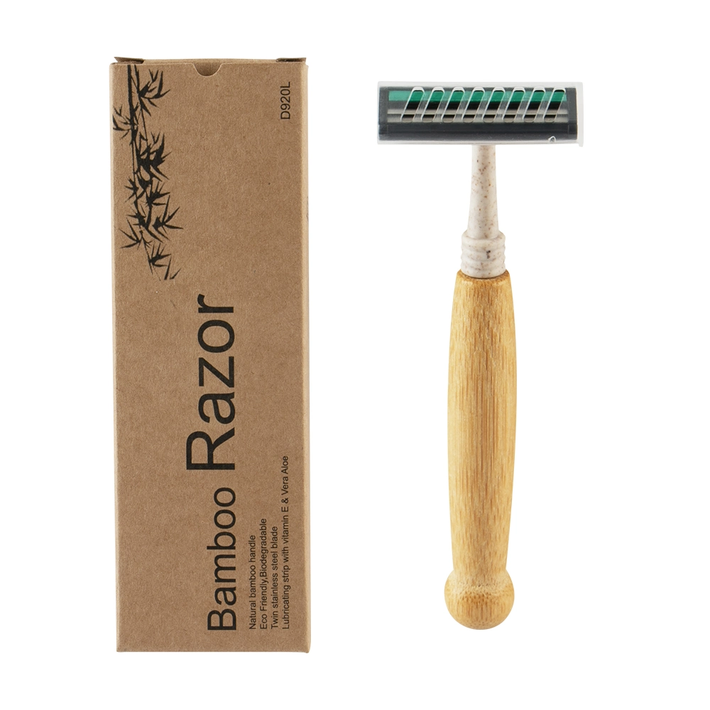 Hotel Use Bamboo Handle 2 Blade Disposable Razor Biodegradable Wheat Straw Razors