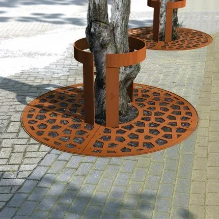 Factory Supply Round Rust Color Corten Steel Roadway Safety Tree Grate