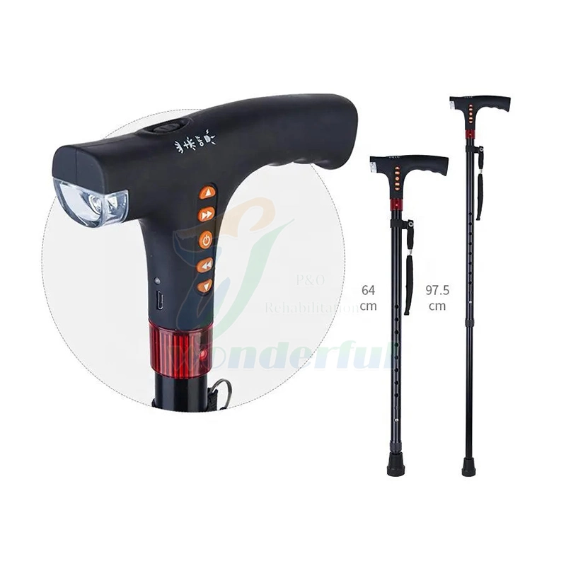 LED Folding Alarm Walking Cane Walking Sticks for Disabled and Older