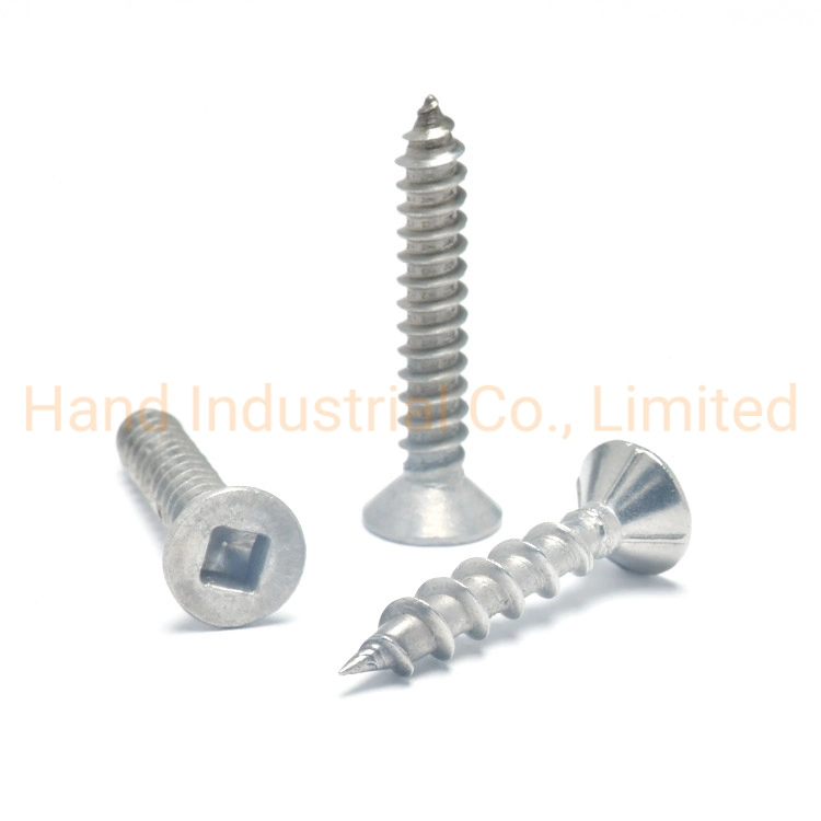 Stainless Steel 304 Csk Square Drive Head with Ribs Self Tapping Screws for Metal