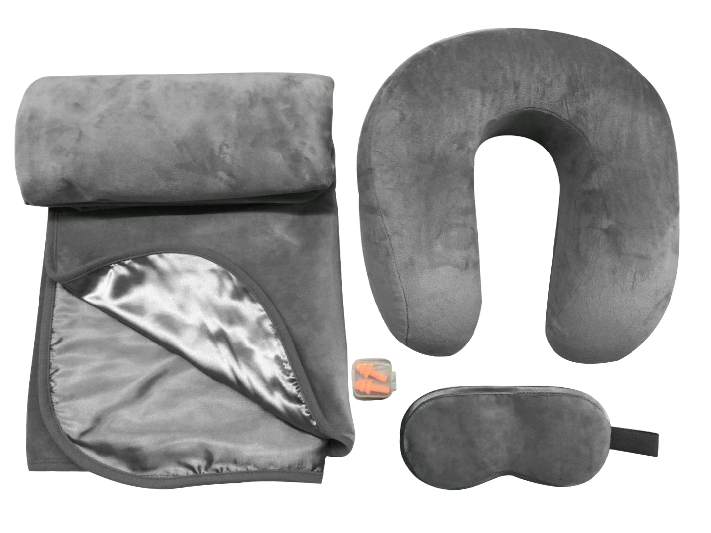 Travel Memory Foam Neck Pillow Airplanes Eye Mask, Earplugs with Luxury Bag