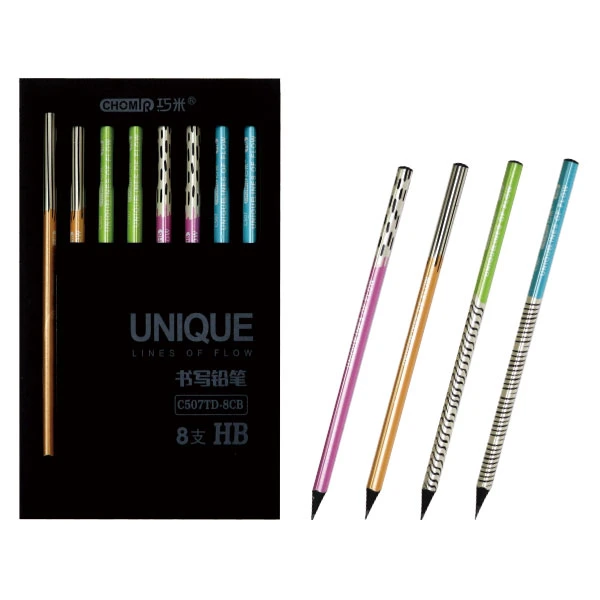 Accepter le porte-stylo triangulaire OEM noir avec crayon à esquisse HB.