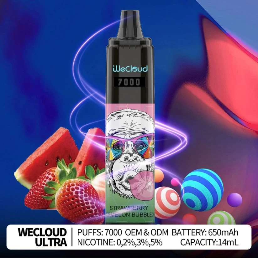 Wecloud OEM Factory Cheap Wholesale Custom Disposable VAPE Pen Aroma King Type C E Cigarette recargables Vapes RGB Glowing Randm Tornado 7000 Puff