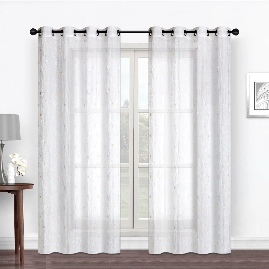 Factory Supply 2023 Hot Sale Sheer Curtain Fabric Living Room Embroidery Curtain Sheer