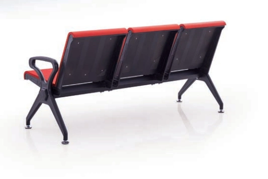 Red Color Fashionable Design 4 lugares Metal Chair Barber Shop Sala de espera Visitante cadeira de cabelo mobiliário salão