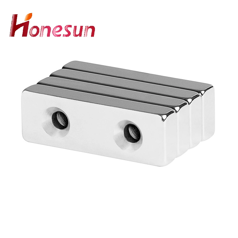 Black Epoxy Neodymium Magnet Block with Countersunk Screw Hole