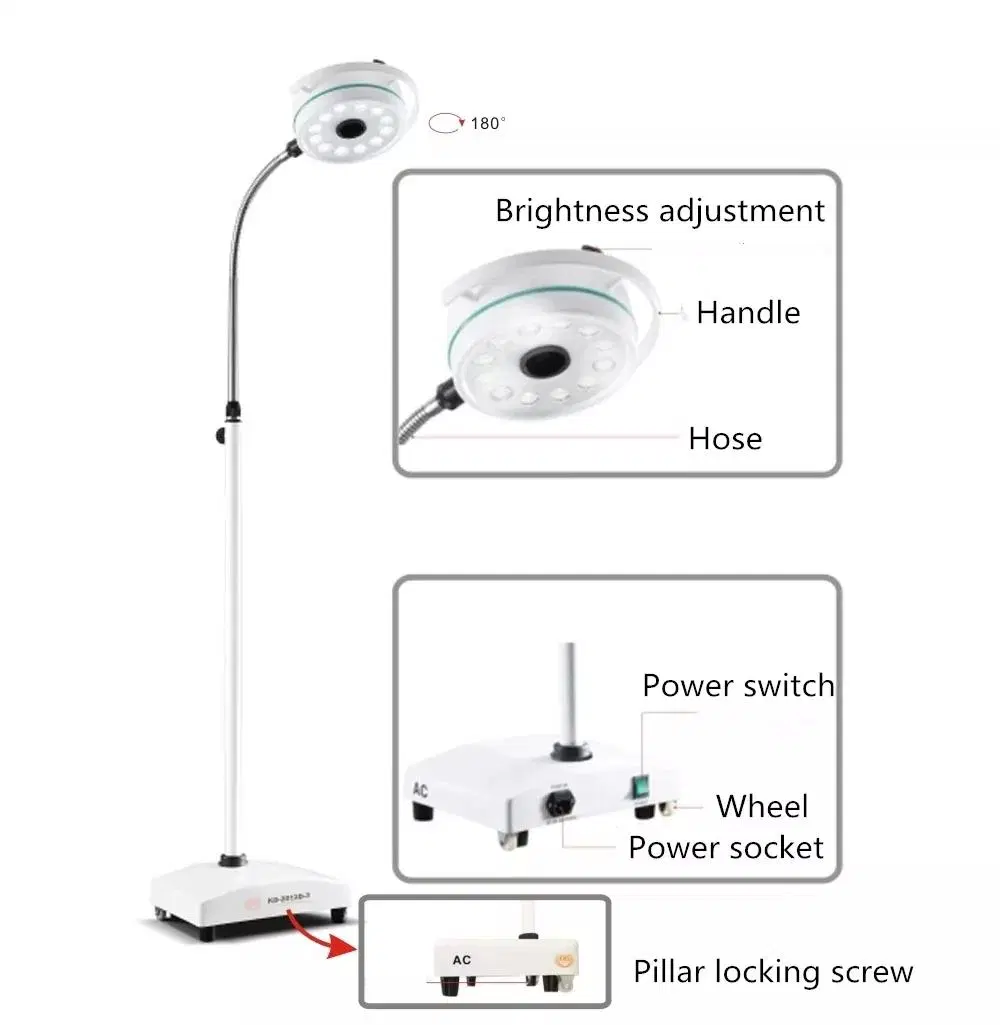 Hot Sale Mobile LED Exam Ceiling Type Hospital Medical Cold Light High Built-in Battery Source Surgical Oeprating Lamp