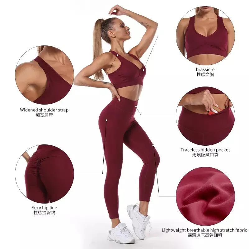 Calças de ioga de cintura subida, elásticas e sem costuras para mulher Com bolsos em malha treino desportivo leggings de ioga desportiva