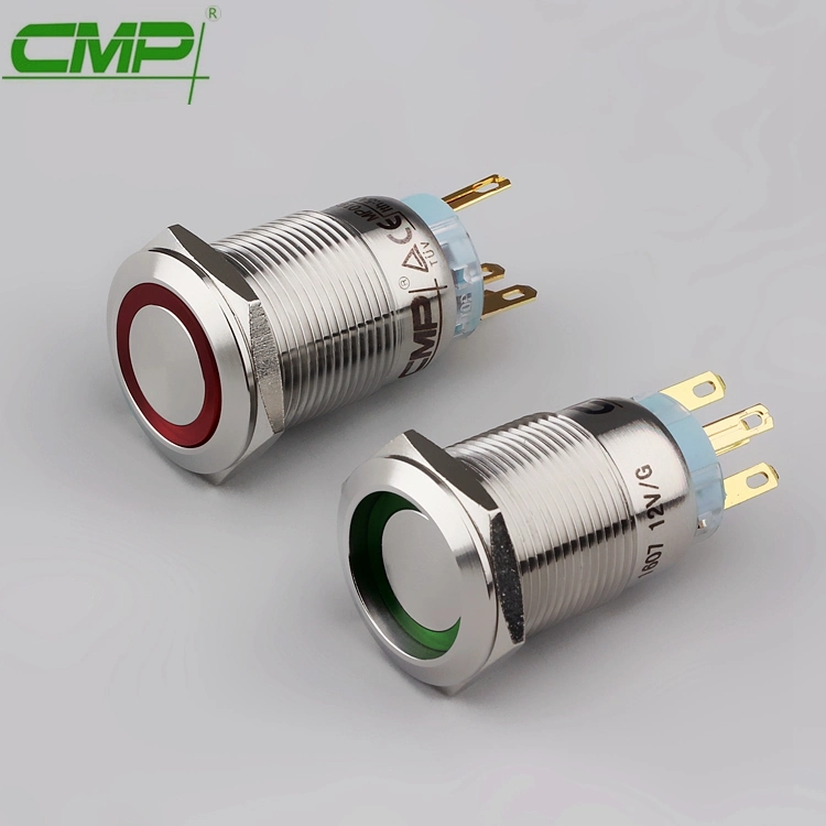 Metal Illuminated 2no2nc 19mm Dpdt Push Button Switch