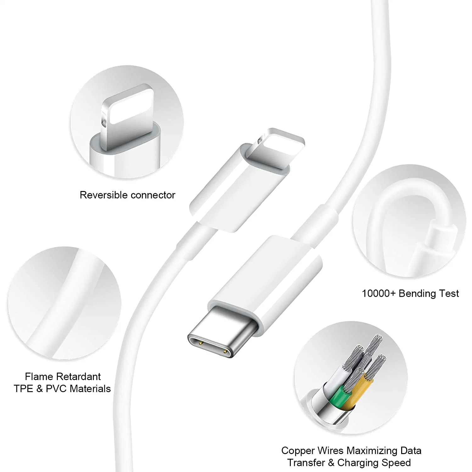 Кабель для передачи данных Lightning для зарядного устройства iPhone USB кабель для зарядки Кабель для подключения аксессуаров для мобильного телефона iPhone