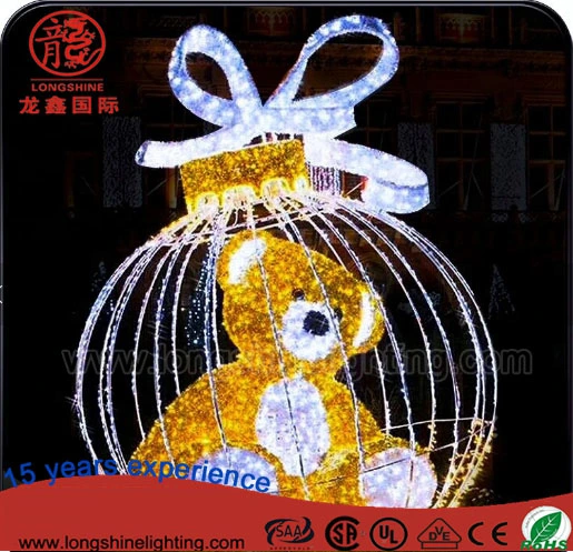 Outdoor Christmas PVC Tinsel 3D Giant Bear Motif Light Shopping Mall Decoration