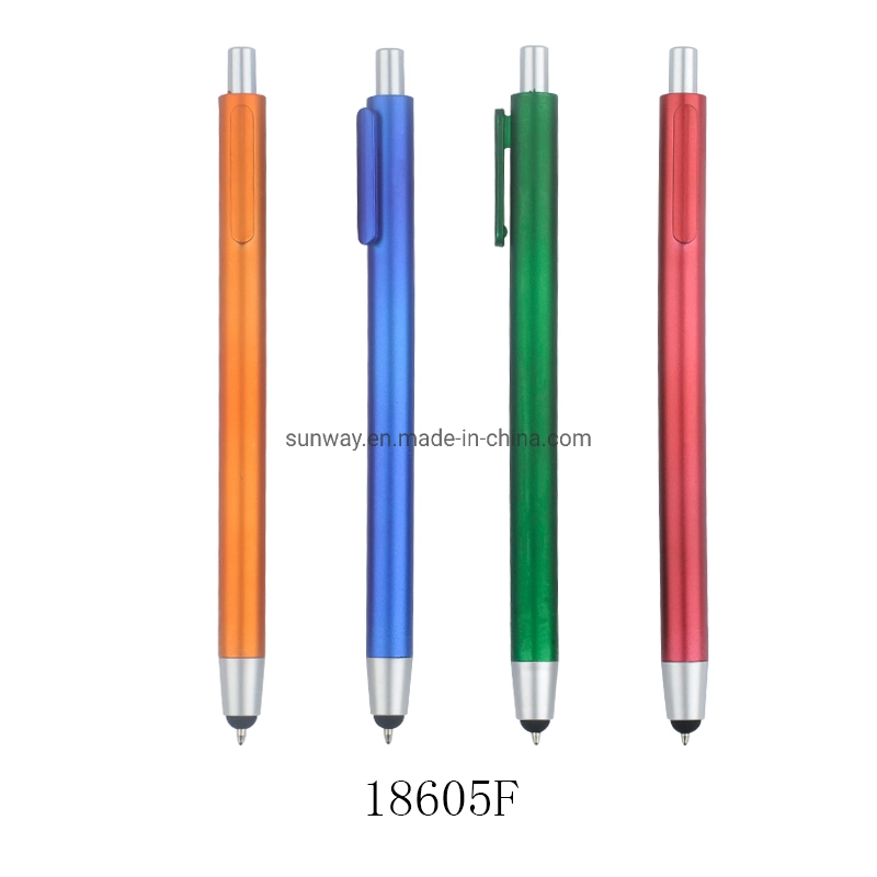 Pen Supplier Advertising Logo Branded Plastic Stylus Touch Ball Pen