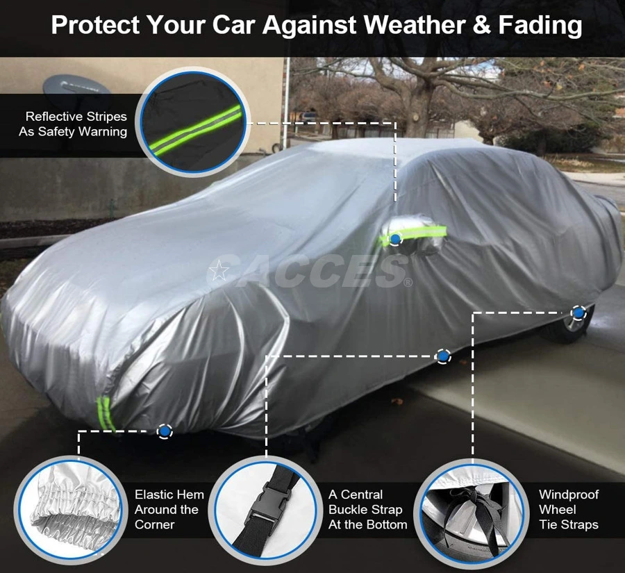 Silber Ton Soft Aluminium Auto Cover Baumwolle Gepolsterte Outdoor Wetter Wasserdicht atmungsaktiv Regen Schnee hitzebeständig Universal Wasserdicht winddicht UV Schutz