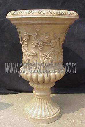 Commerce de gros bon jardin décoratifs en pierre de marbre du semoir (Flowerpot QFP027)