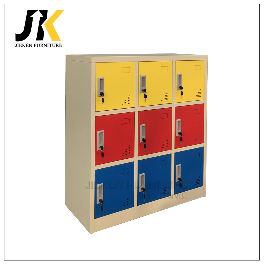 Tri-Color Mix - up Nine - Door Metal Wardrobes with Lock