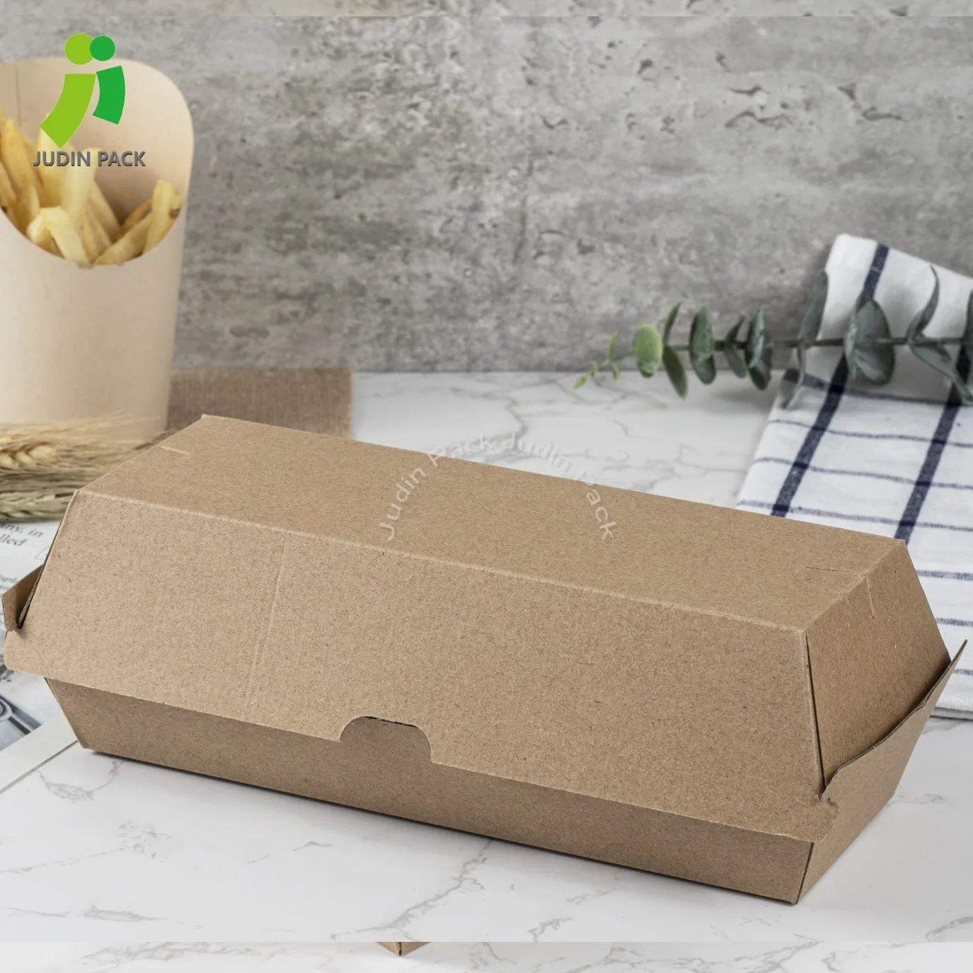 Caja de comida biodegradable SGS para entrega, caja de papel corrugado para hamburguesas, embalaje de alimentos.