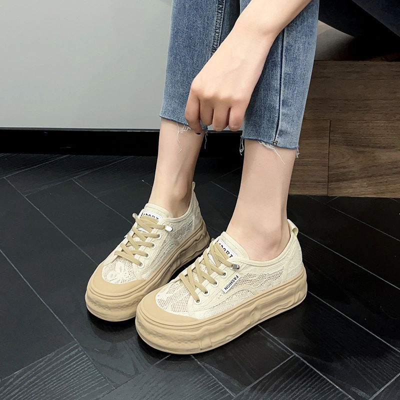 Ladies Casual Sneakers New Fashion Shoes Breathable Lace-up Sports Shoes