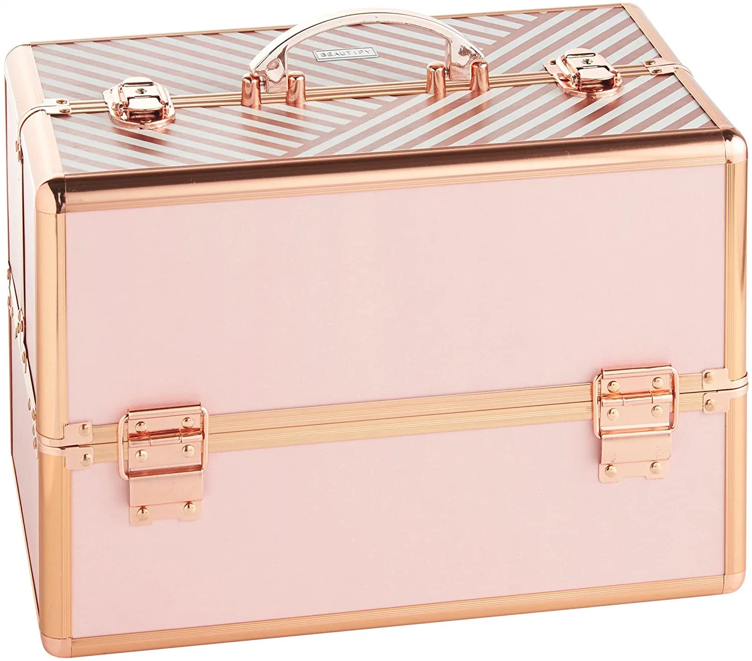 Aluminum Makeup Case Rose Gold Train Beauty Jewelry Cosmetic Case