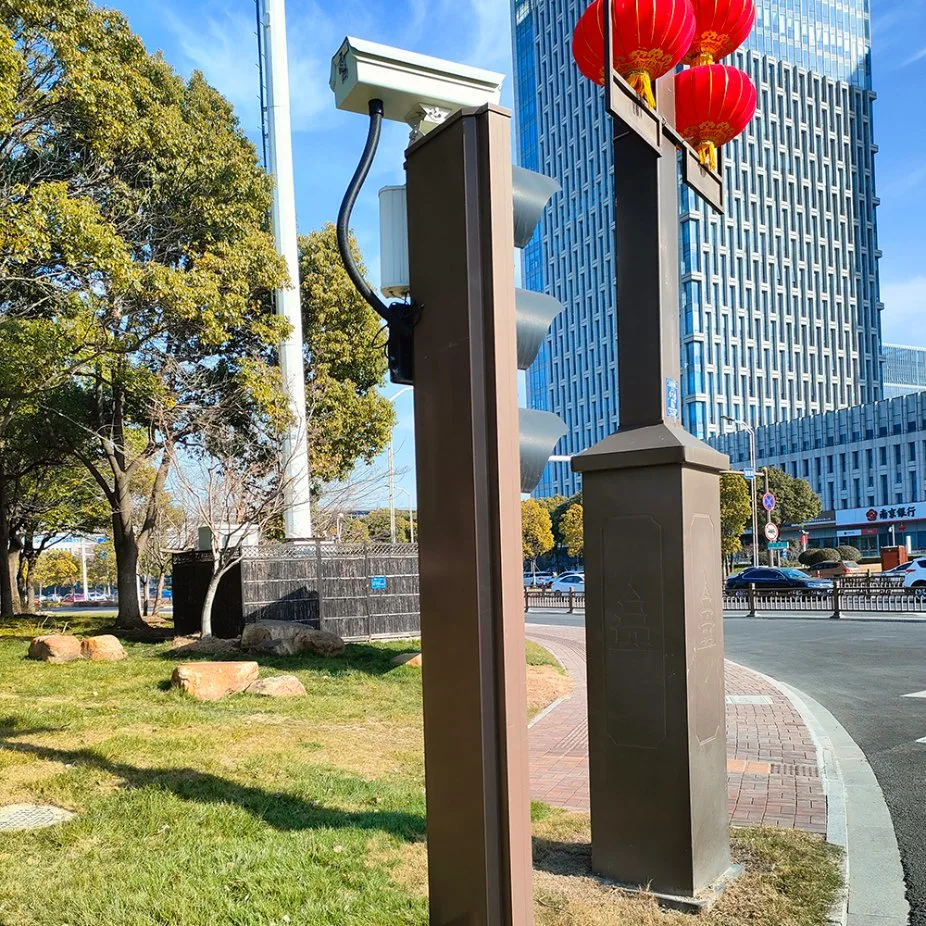 Cruce peatonal de la señal de tráfico de acero de la cámara Solar Smart Iluminación Verde Rojo dos ojos de la luz de la cuenta atrás