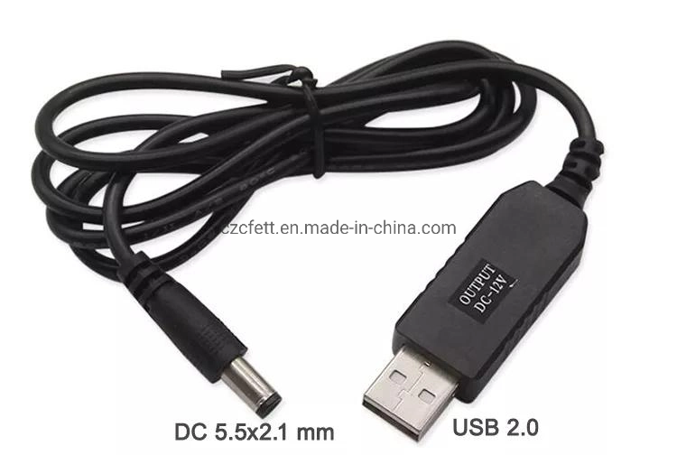 Boost Voltage Cable USB DC 5.5 X 2.1mm 5V to 9V 12V Charging