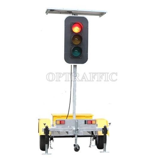 Solar Angetriebener Trailer Ampel Trailer Mobile Verkehrskontrollsignal Wireless Portable 4 oder 1 Seitenverkehrssignale