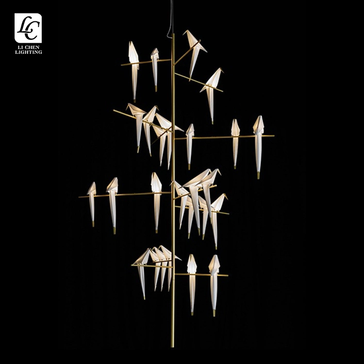 Origami Art Metal Origami Bird Chandelier Light Decor Lamp