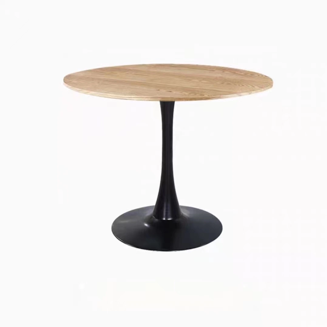 Table de bar/pub avec plateau rond en MDF noir et base en métal pour club/café.