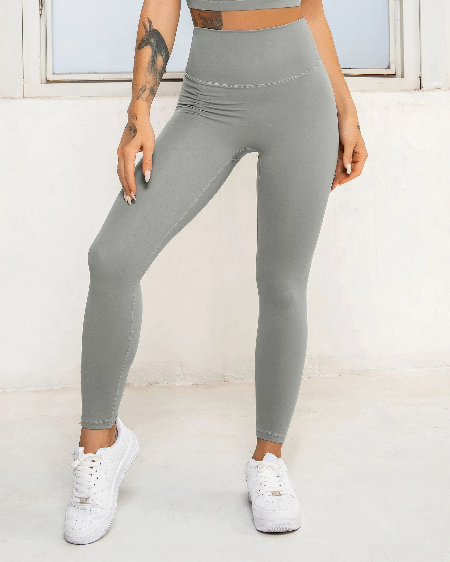 Custom Logo Recycled Nylon Fabric High quality/High cost performance  Fashion Long Sleeve Top Fitness Leggings Set Women Eco Friendly Gym Active Wear