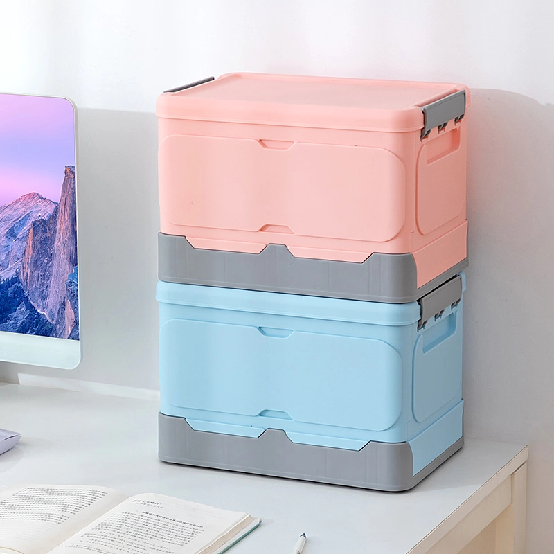 1912 Folding Storage Box Wardrobe Sundries Container Box Transparent Foldable Stackable Storage Cabinet Plastic Bin Storage