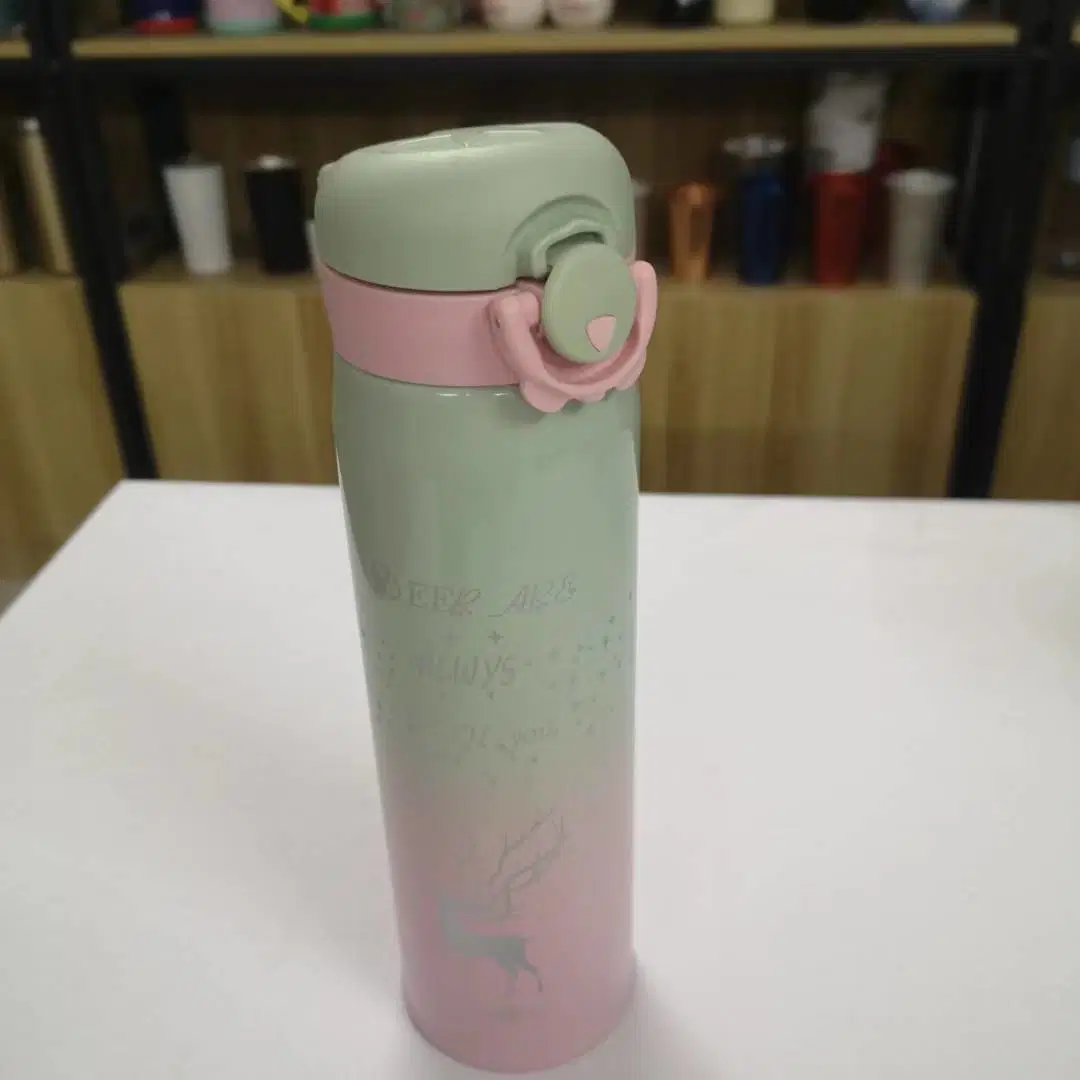 Vacuum Cup Bouncing Lid Vacuum Flasks Portable Stainless Steel Thermos Water Bottle Cute Cartoon Drinking Cups