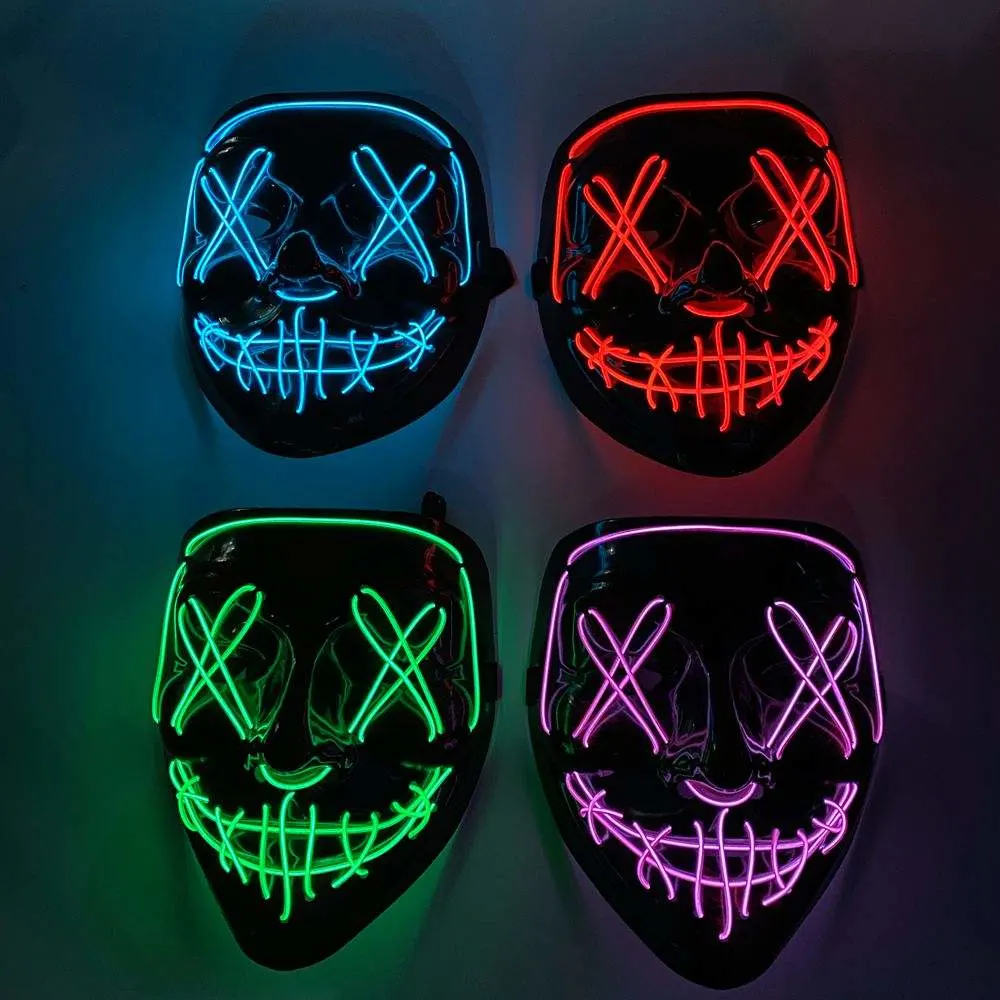 LED Wholesale/Suppliers Scary en forma de V Mascarilla iluminan el cable de la máscara para Festival Cosplay disfraces de Halloween máscara de carnaval