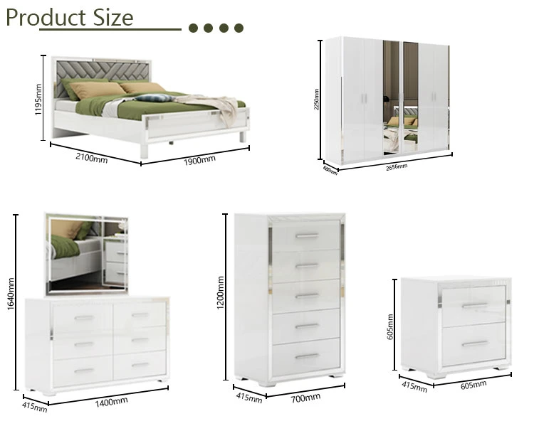 Nova Luxury Hotel Bedroom Furniture Set High Gloss King Size Bed Mirror Design Double Beds