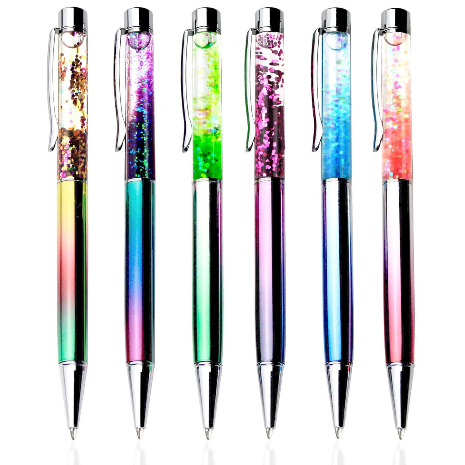 Metal Ballpoint Pens Metal Ball Pens Floating Glitter Dynamic Liquid Sand Pen for Office Supplies