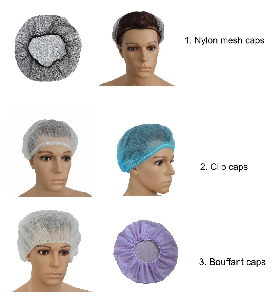 Single Use Cap Nurse Disposable Non Woven Strip Clip Cap Bouffant Head Cover Hair Net Surgical Doctor Hat Round Mob Cap