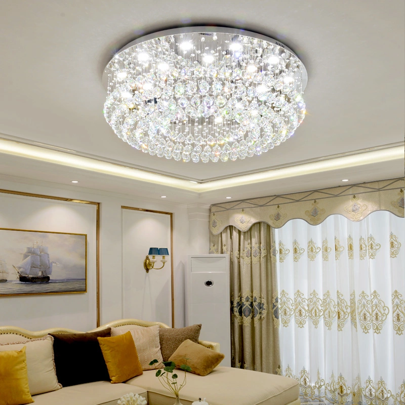 Chrome and Crystal Ceiling Light Fixtures Round Ceiling Lamp (WH-CA-24)