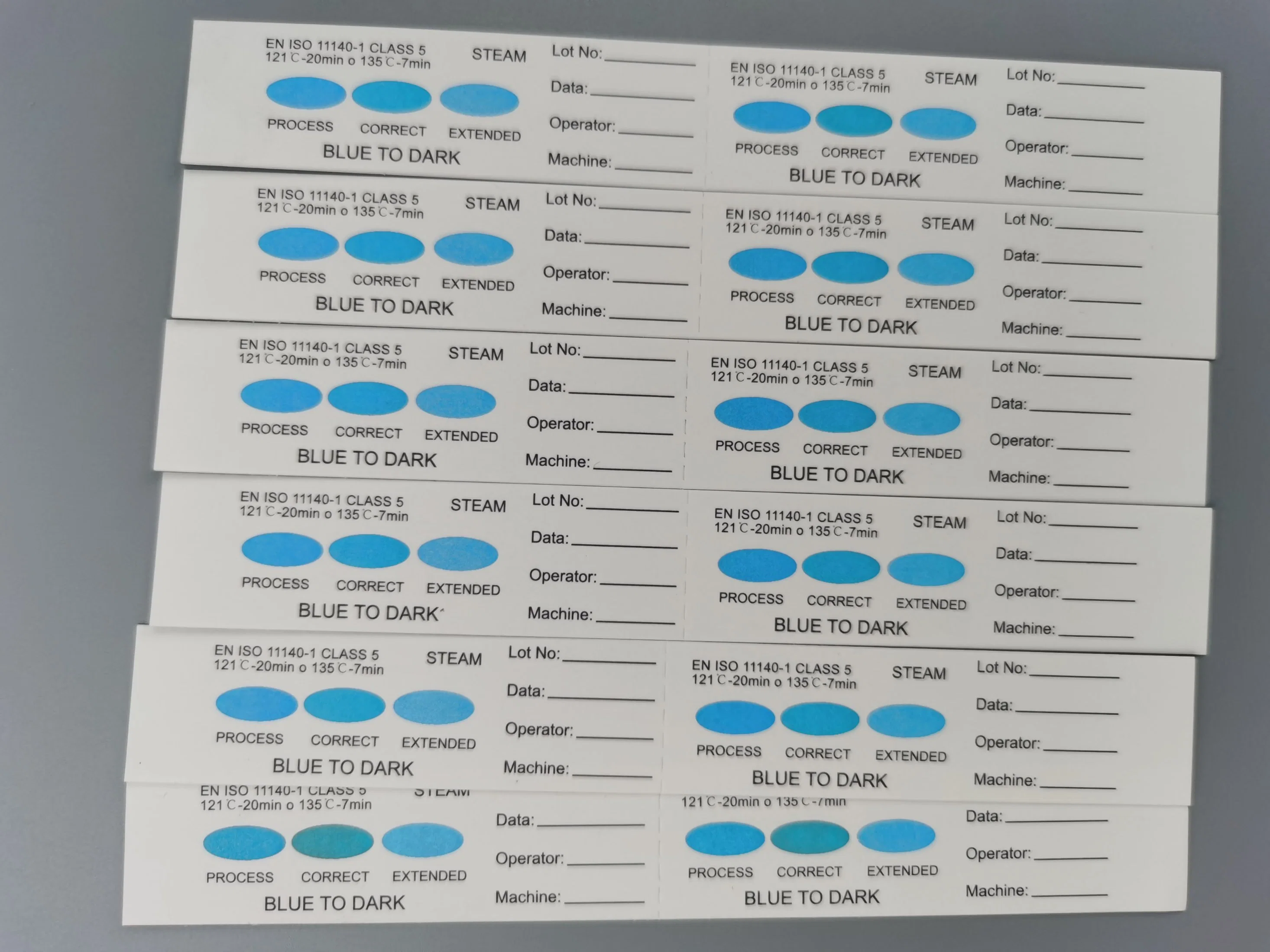 Autoclave Eo Tira/etiqueta/tarjeta indicadora de esterilización al vapor al por mayor para hospitales. Tiras indicadoras químicas de esterilización al vapor desechables para pruebas de esterilización.