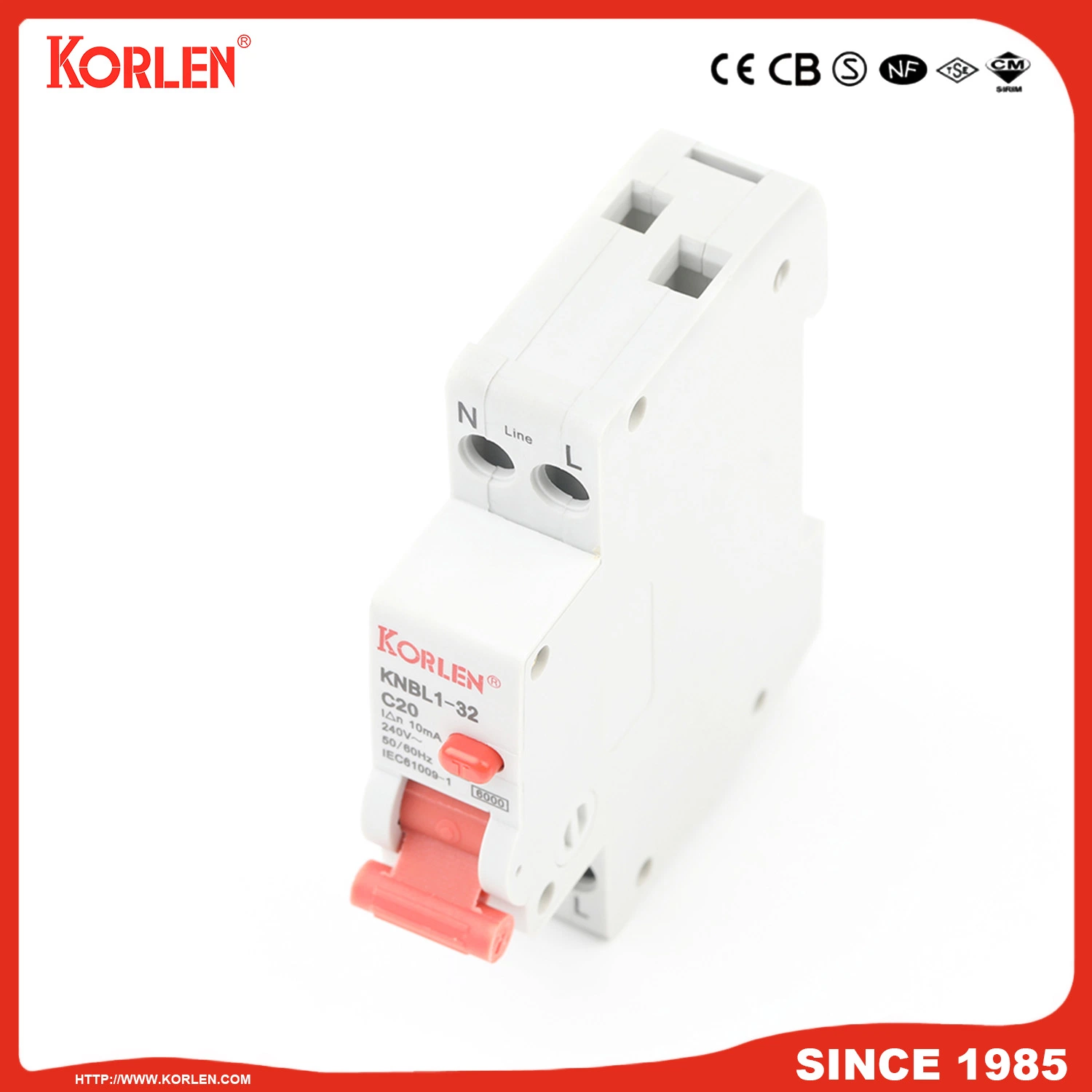 High Quality Mini RCBO Circuit Breaker 6ka Knbl1-32 1p+N C32, with Semko