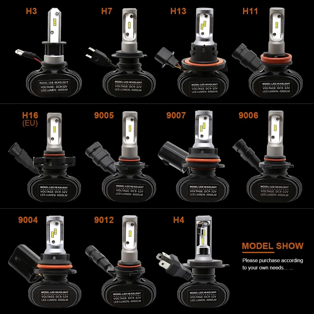 Raych S1 LED Headlight H4 Fanless Csp Conversion Kit 4000lm H7 H11 9005 9006 6000K 12V IP68