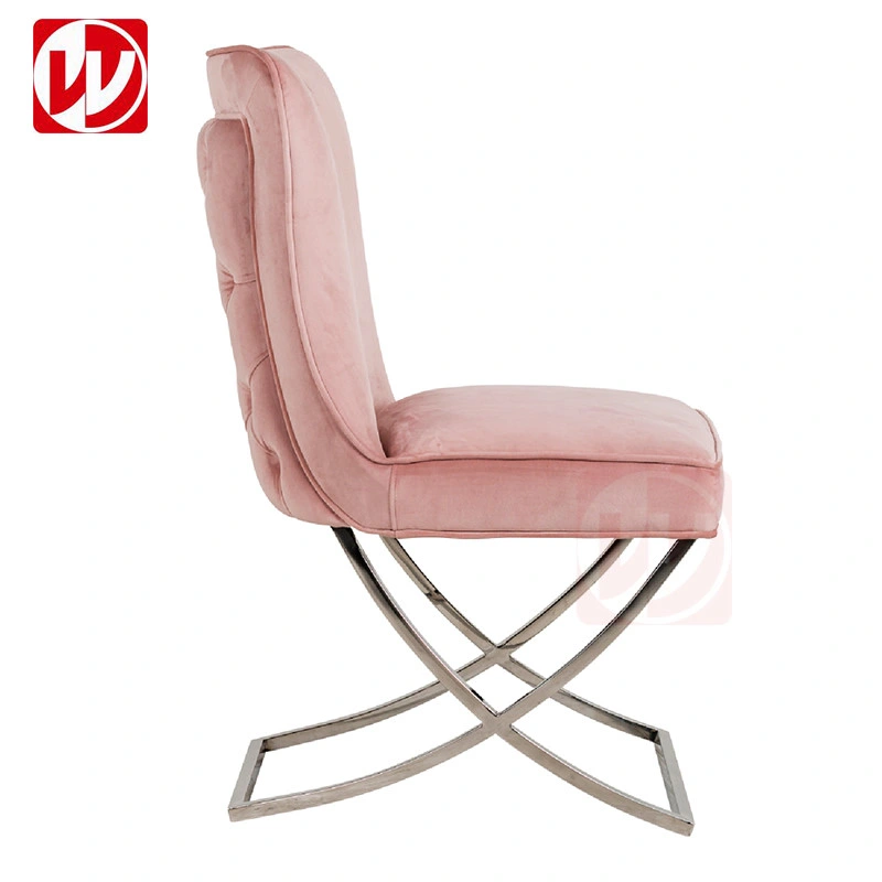 America Wholesale/Supplier Hot Sale Tufted Home Furniture Living Room Chair Gold Stainless Steel Legs Dining Chair