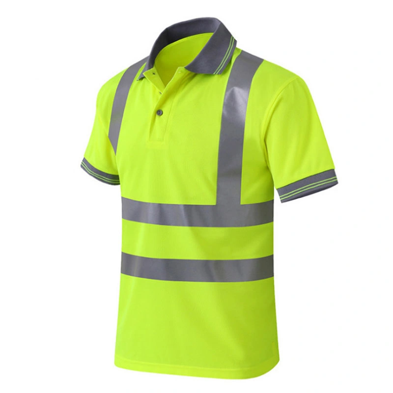 Hi Viz Polo Safety Shirts Short Sleeve High Visibility Construction Shirts Reflective Work-Wear