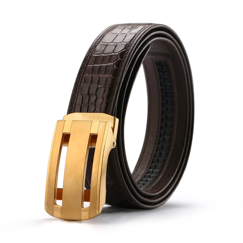 Custom Men Automatic Buckle Genuine Crocodile Belly Leather Waist Belts