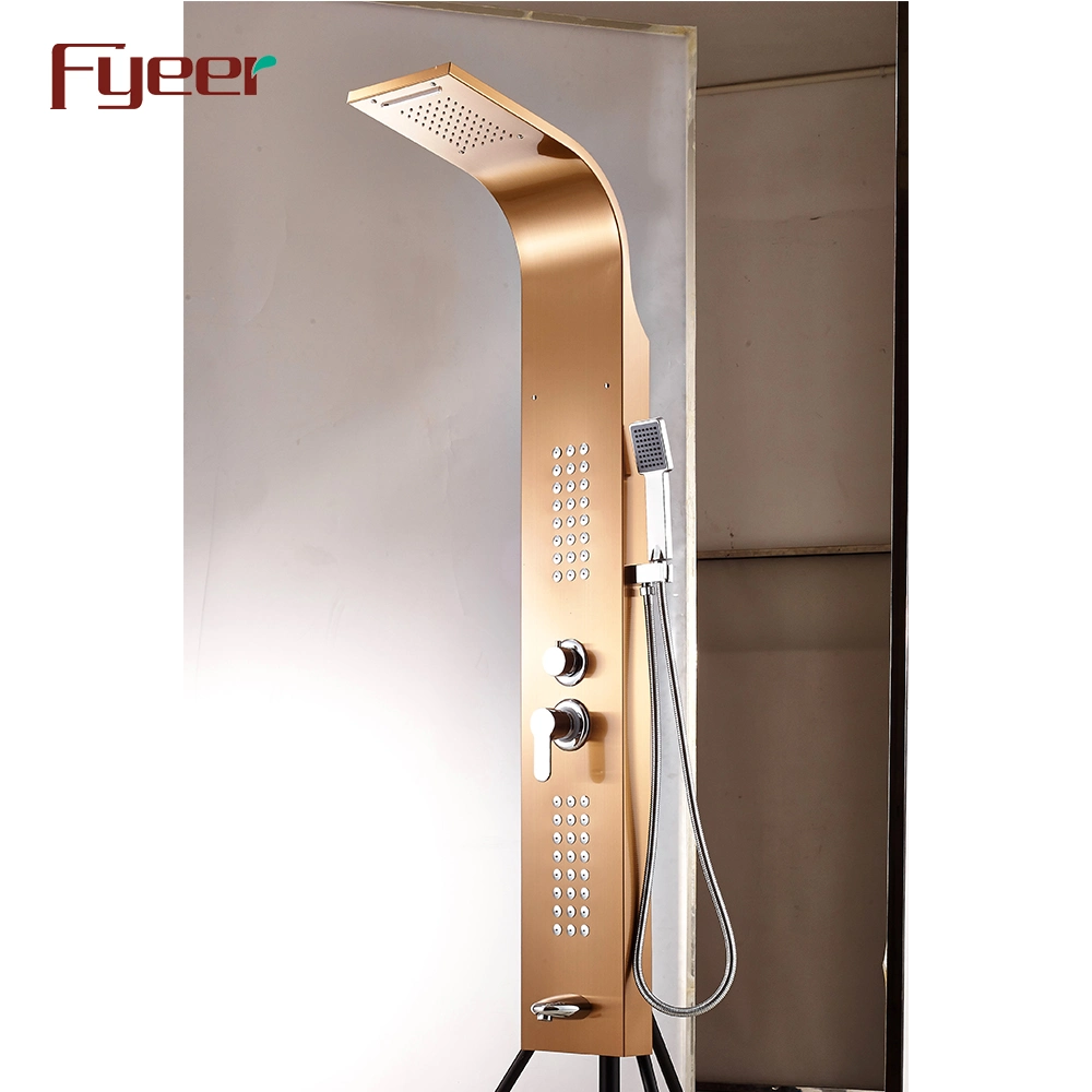 Fyeer Rose Gold Multifunction Bathroom Rainfall Shower Panel