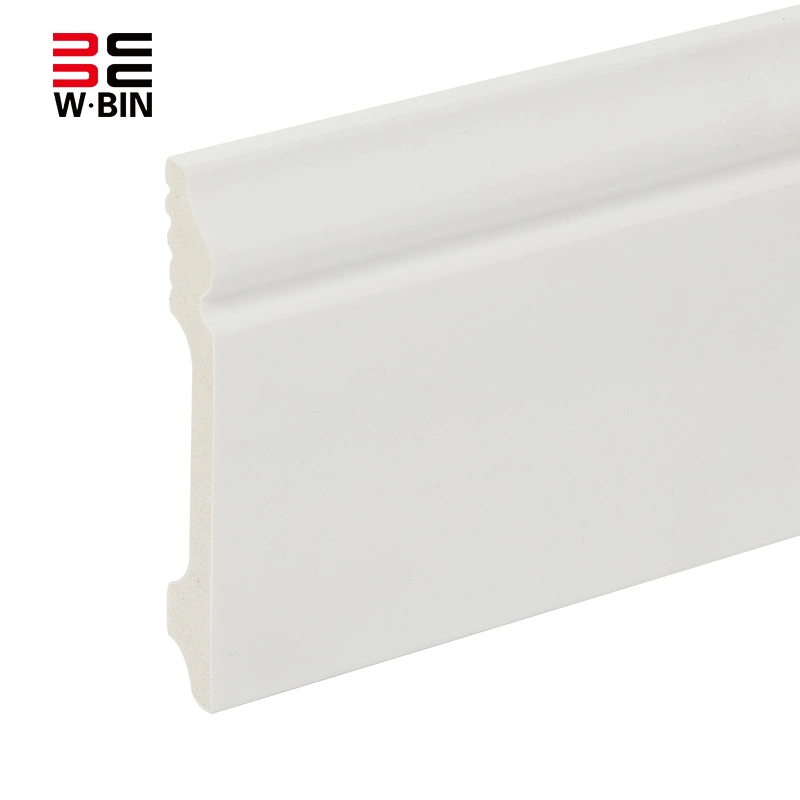 2023 Nueva llegada PT25 100*15mm PS Skirting White Baseboard Decorativo Material con recubrimiento de PVC OEM personalizado