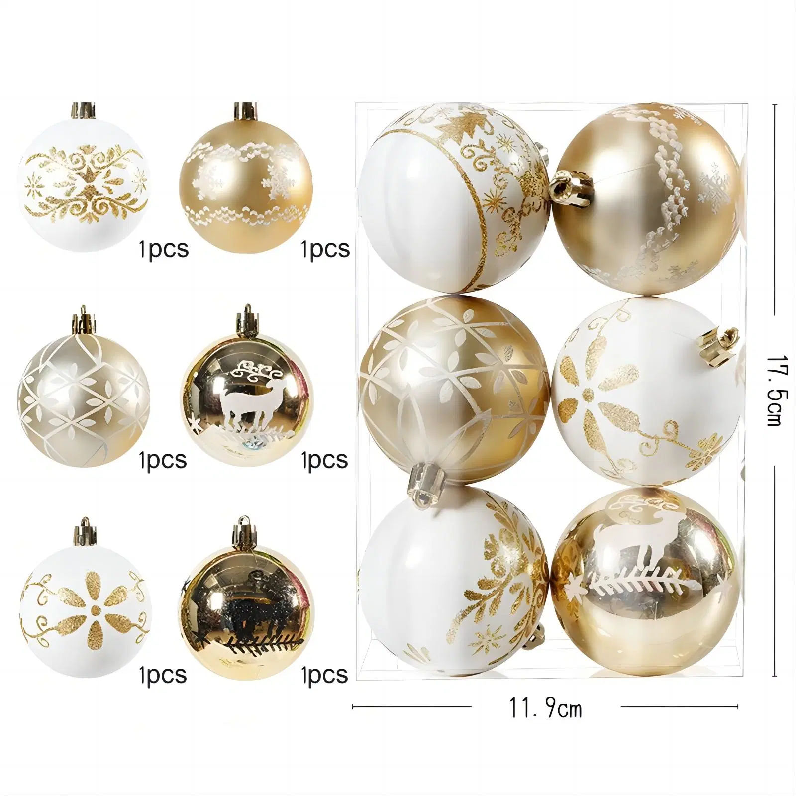 New Christmas Product 6 PC Electroplating Painting Christmas Ornament Balls Set Christmas Decorations