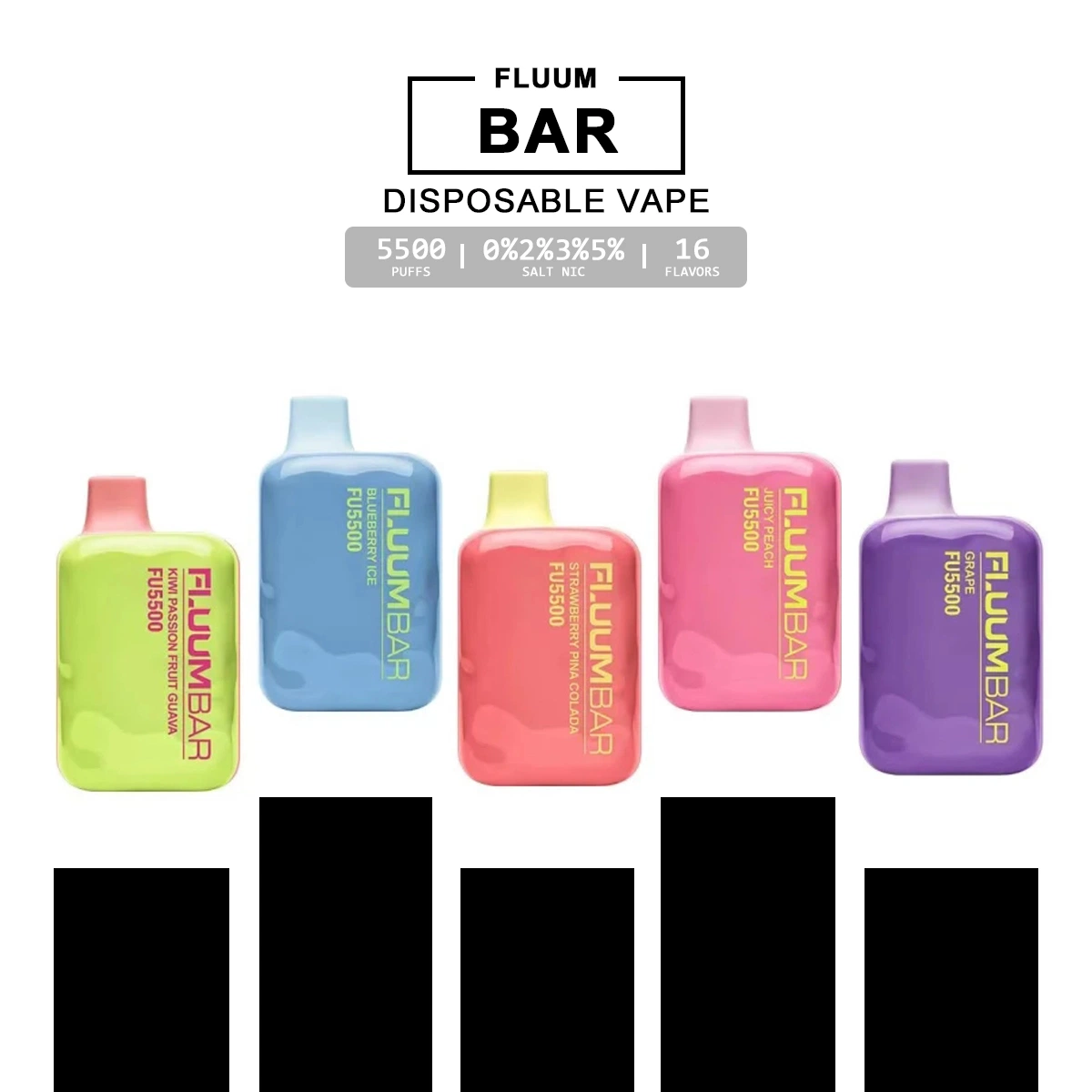 Comercio al por mayor de la barra de Fluum Cigarrillo Electrónico Desechable boca 5500 dispositivo Vape 650mAh construida de 16 sabores disponibles Kit Vs Bar Max Lux Bang XXL