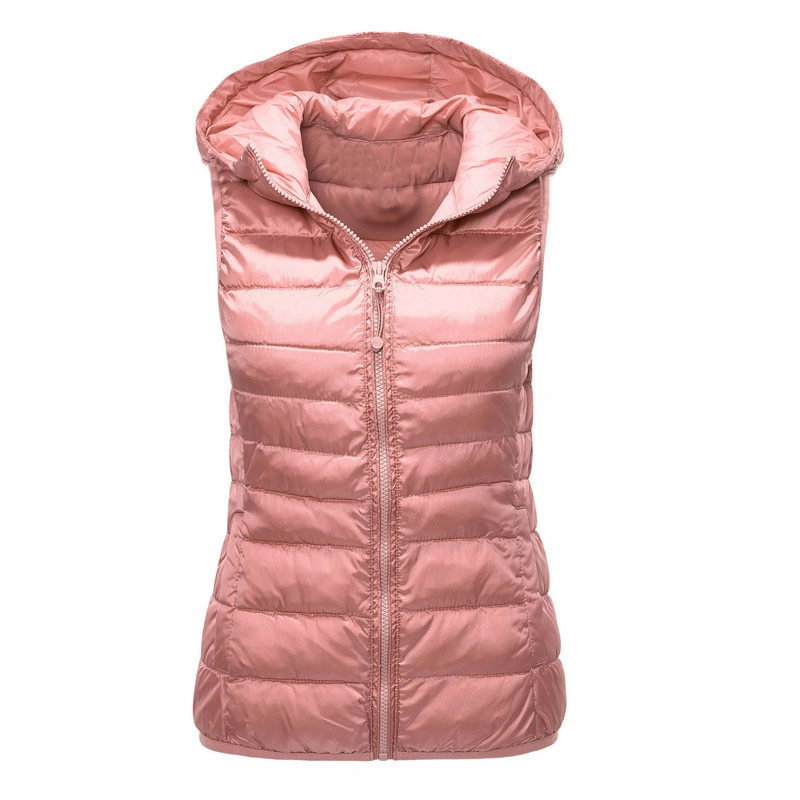 Mu Cross Border Women Warm Vest Hooded Cotton Jacket