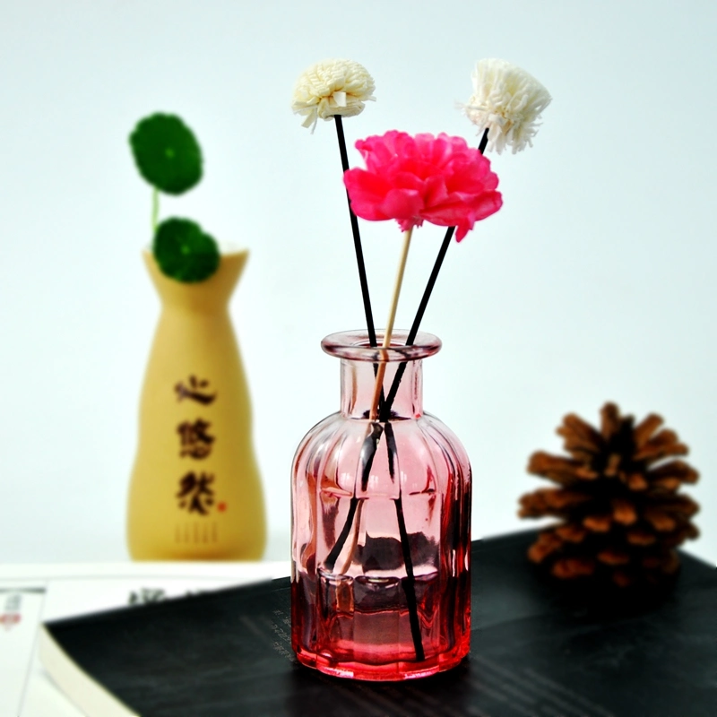 Red Aromatherapy Glass Bottle of Round with Stripe for Decoration